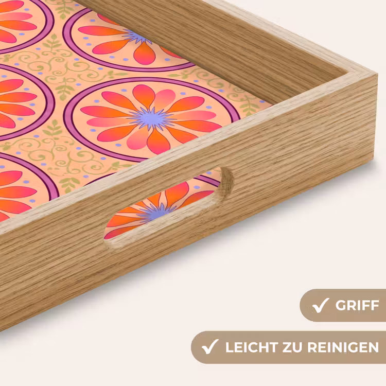 Tablett - Muster – Blumen – Dekorativ – Farbenfroh – Modern — 8