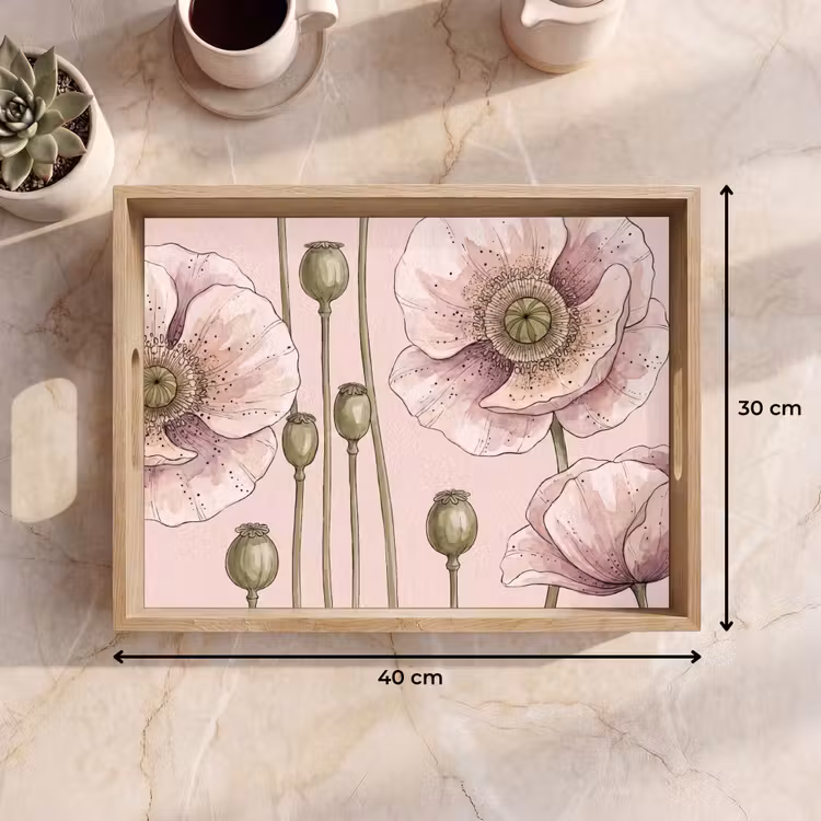 Tablett - Blumen – Sommer – Natur – Aquarell – Rosa — 7