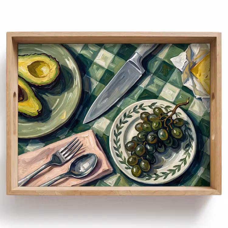 Tablett - Essen – Frühstück – Tisch – Modern – Grün — 1