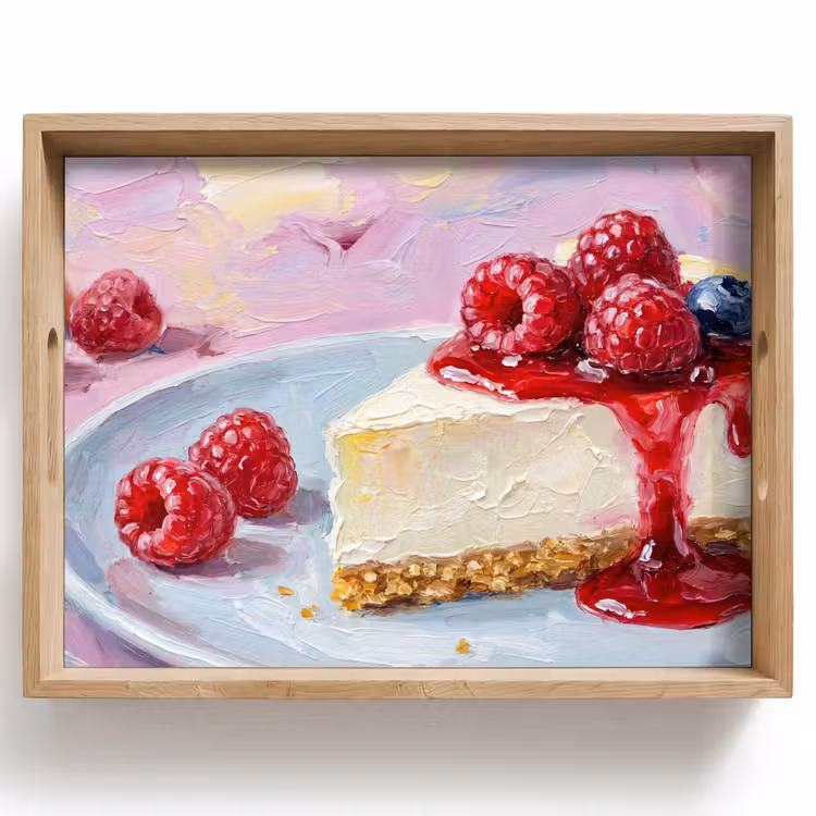 Tablett - Essen – Käsekuchen – Beeren – Abstrakt – Rosa — 1