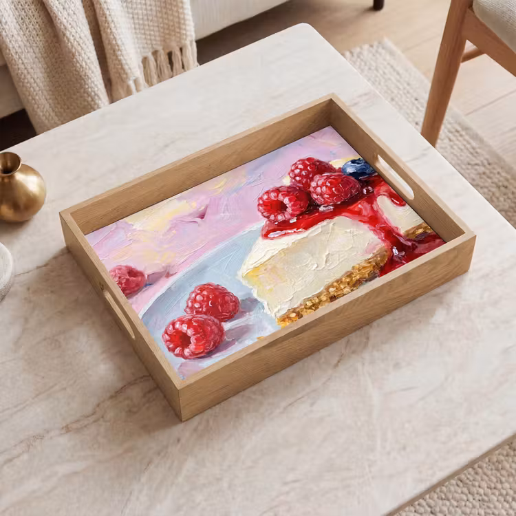 Tablett - Essen – Käsekuchen – Beeren – Abstrakt – Rosa — 2