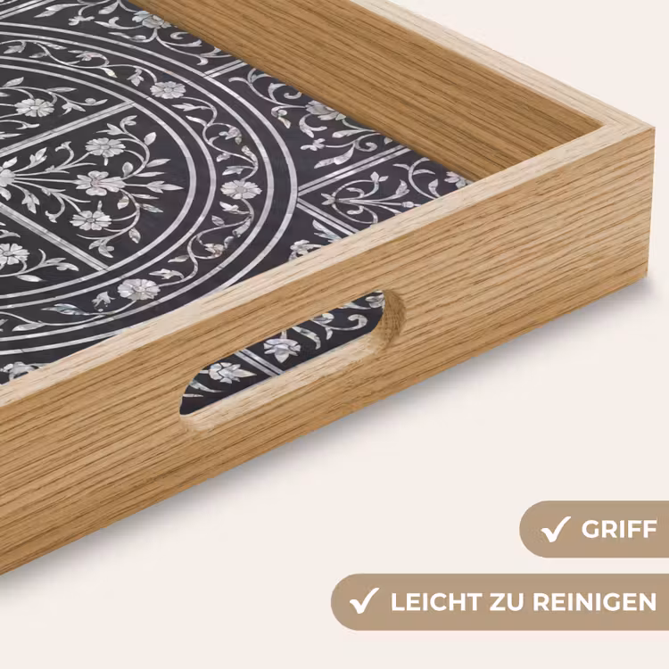 Tablett - Muster – Blumenmotiv – Dekoration – Klassisch – Schwarz — 8