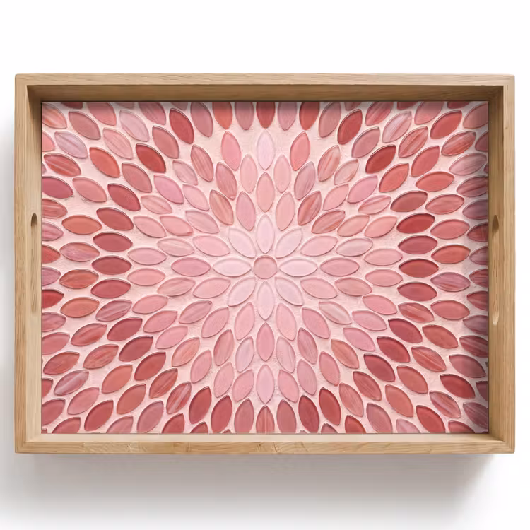 Tablett - Muster – Mosaik – Oval – Abstrakt – Rosa — 1
