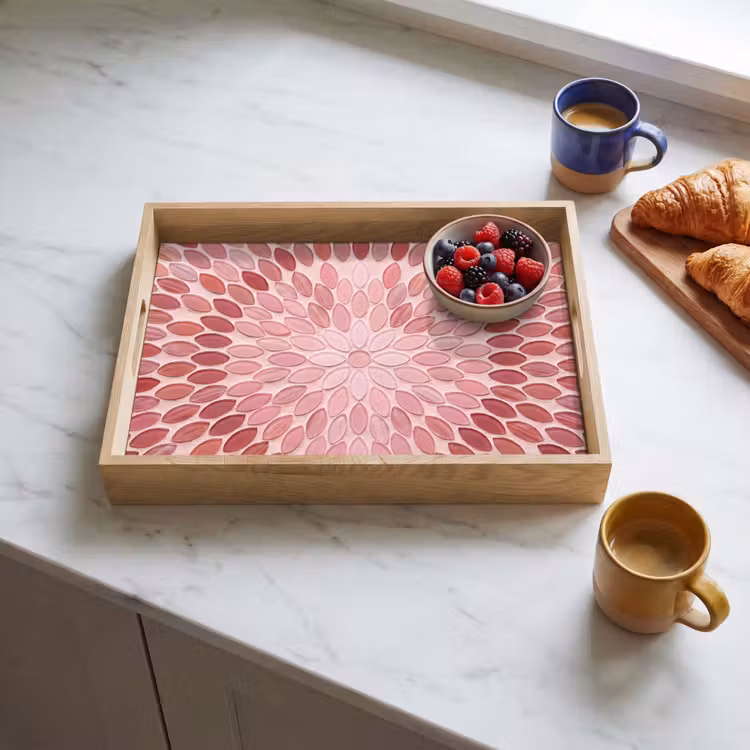 Tablett - Muster – Mosaik – Oval – Abstrakt – Rosa — 3