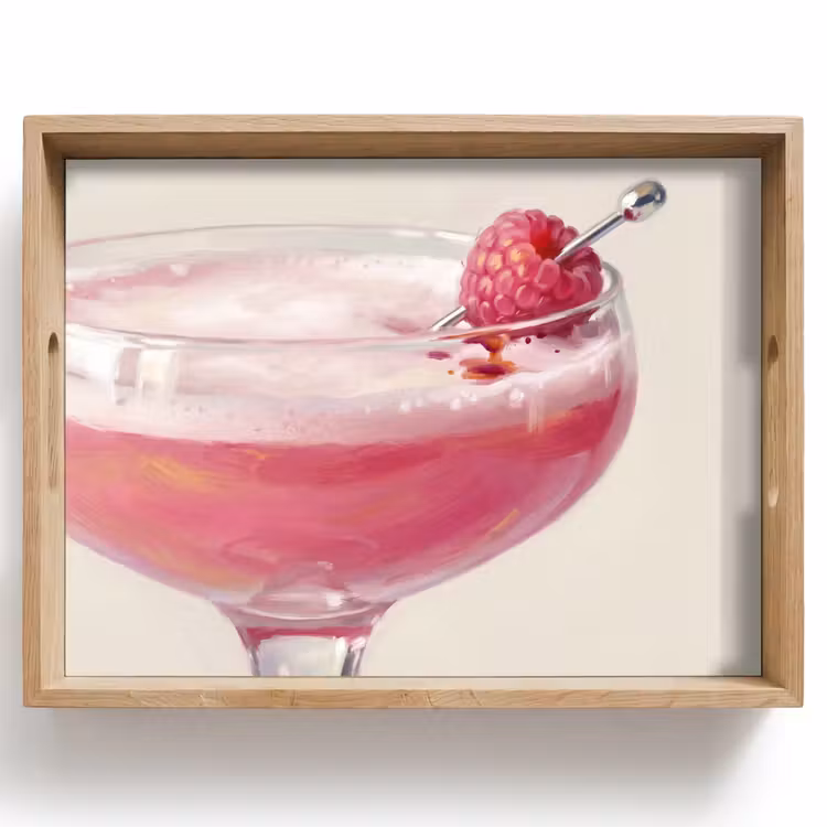 Tablett - Cocktail – Himbeere – Getränk – Modern – Rosa — 1