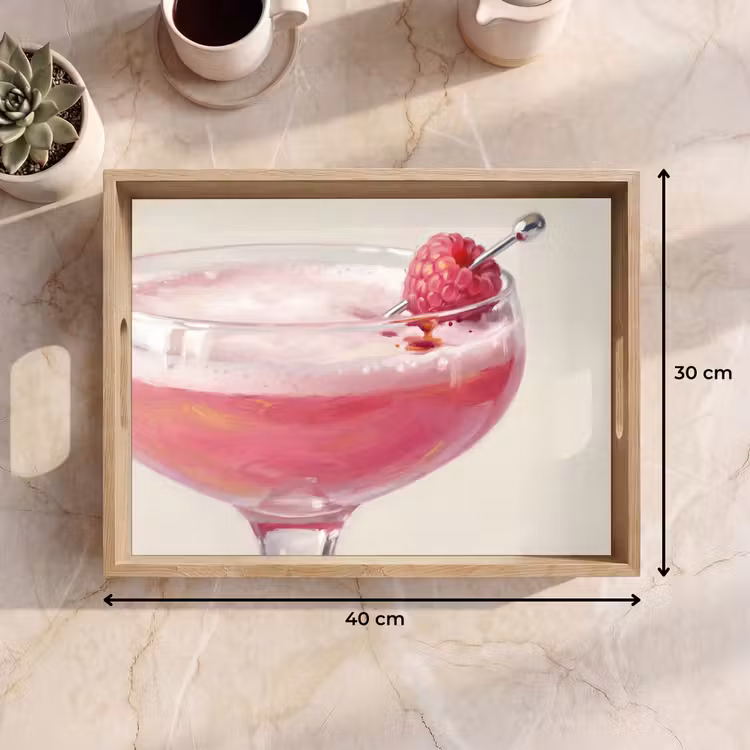 Tablett - Cocktail – Himbeere – Getränk – Modern – Rosa — 7