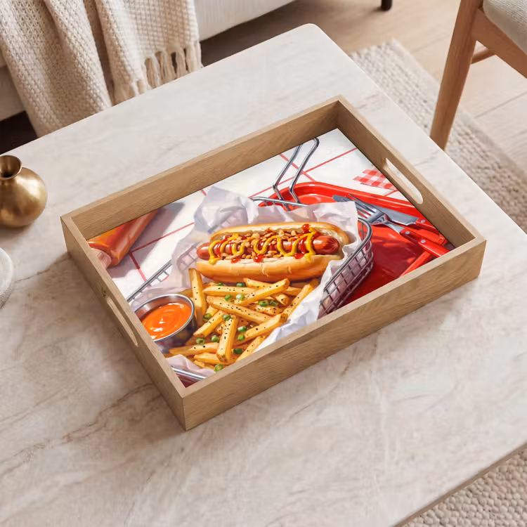 Tablett - Essen – Hotdog – Fast Food – Modern – Rot — 2