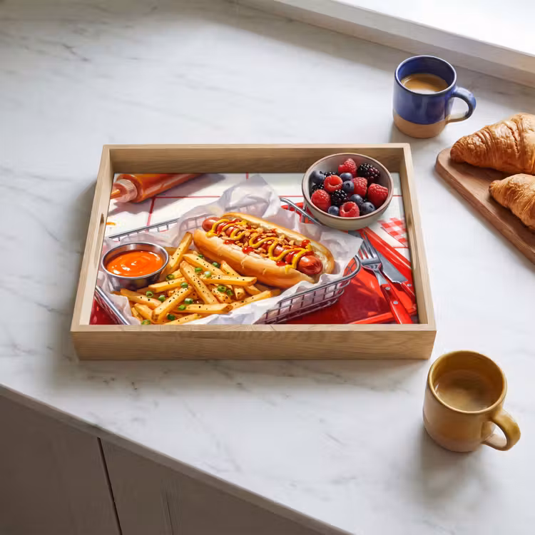 Tablett - Essen – Hotdog – Fast Food – Modern – Rot — 3