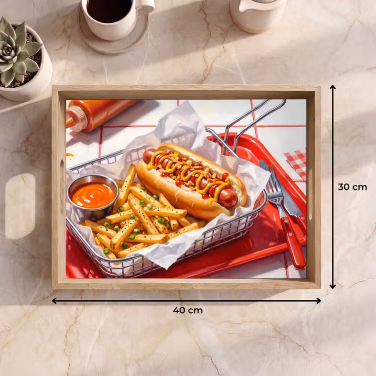 Tablett - Essen – Hotdog – Fast Food – Modern – Rot — 7