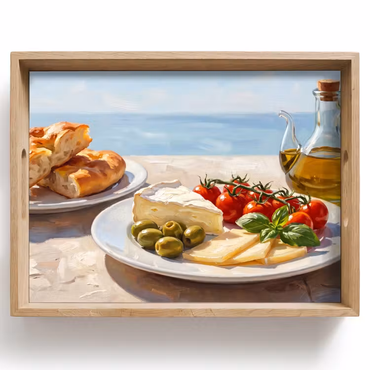 Tablett - Essen – Mittelmeer – Natur – Gemalt — 1