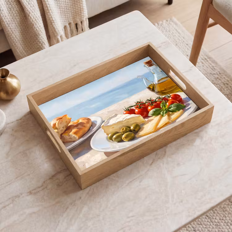 Tablett - Essen – Mittelmeer – Natur – Gemalt — 2