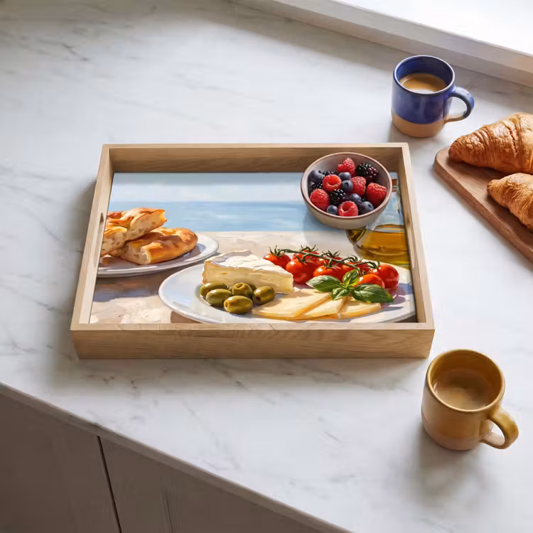 Tablett - Essen – Mittelmeer – Natur – Gemalt — 3