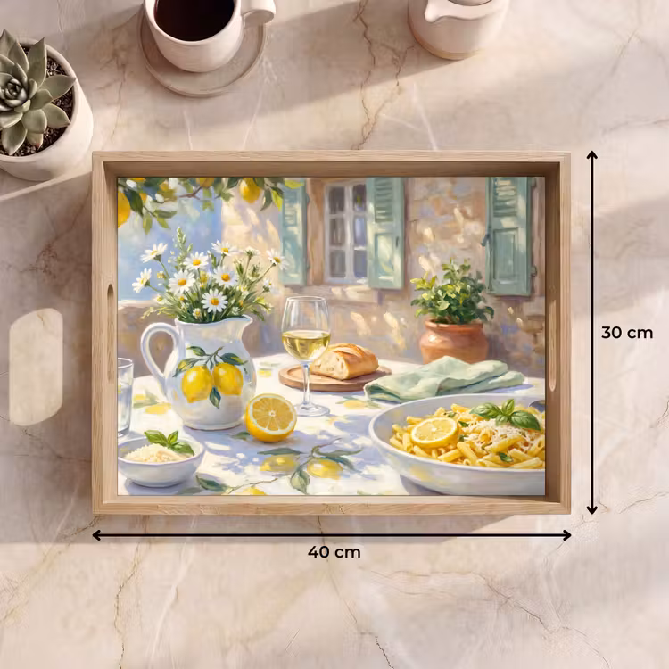 Tablett - Essen – Terrasse – Sommer – Gemalt – Gelb — 7