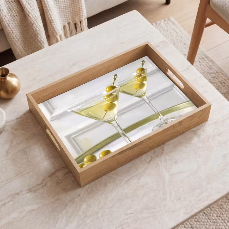Tablett - Getränke – Martini – Oliven – Modern – Weiß — 2
