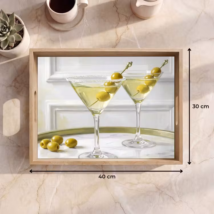 Tablett - Getränke – Martini – Oliven – Modern – Weiß — 7