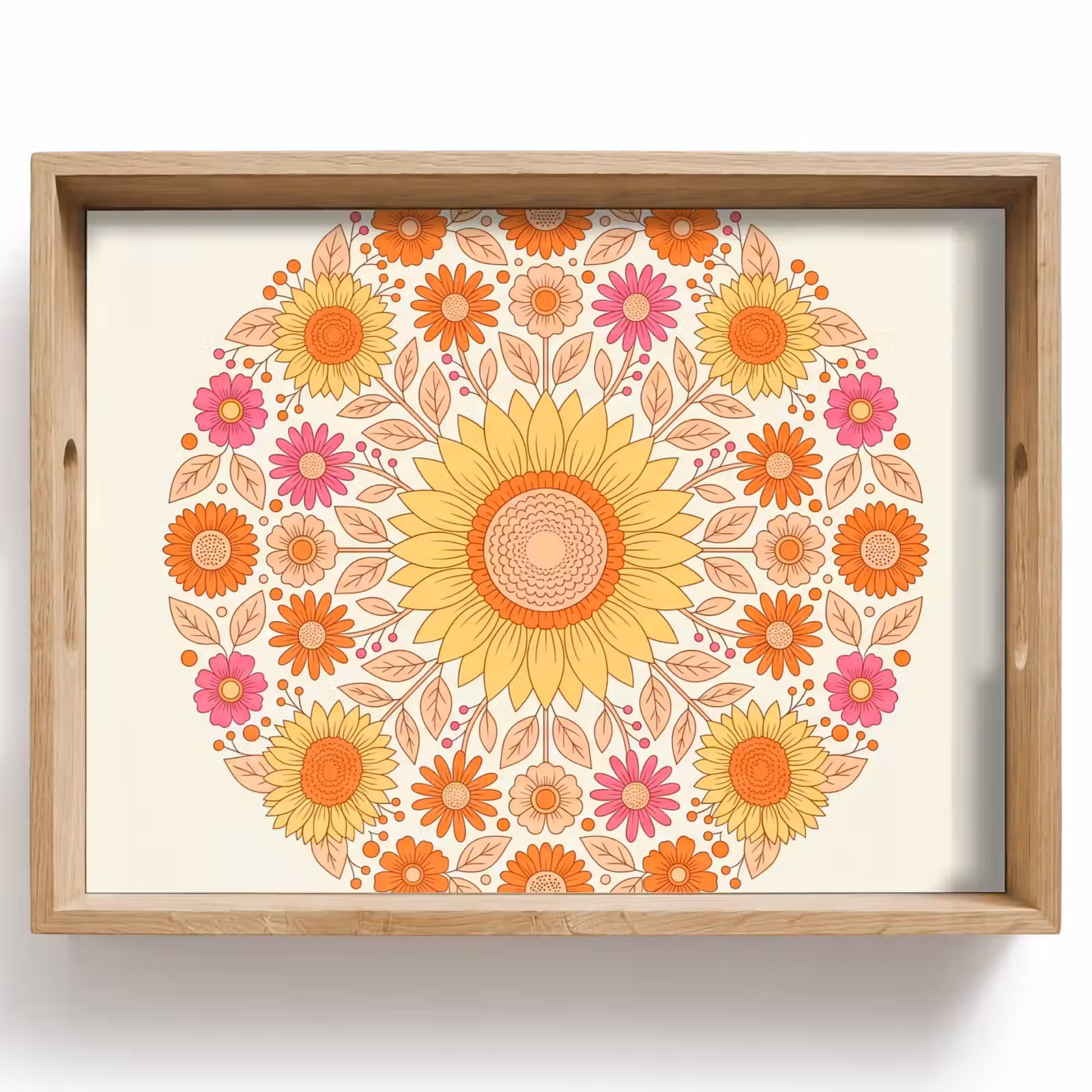 Tablett - Blumen – Mandala – Muster – Bunt — 1
