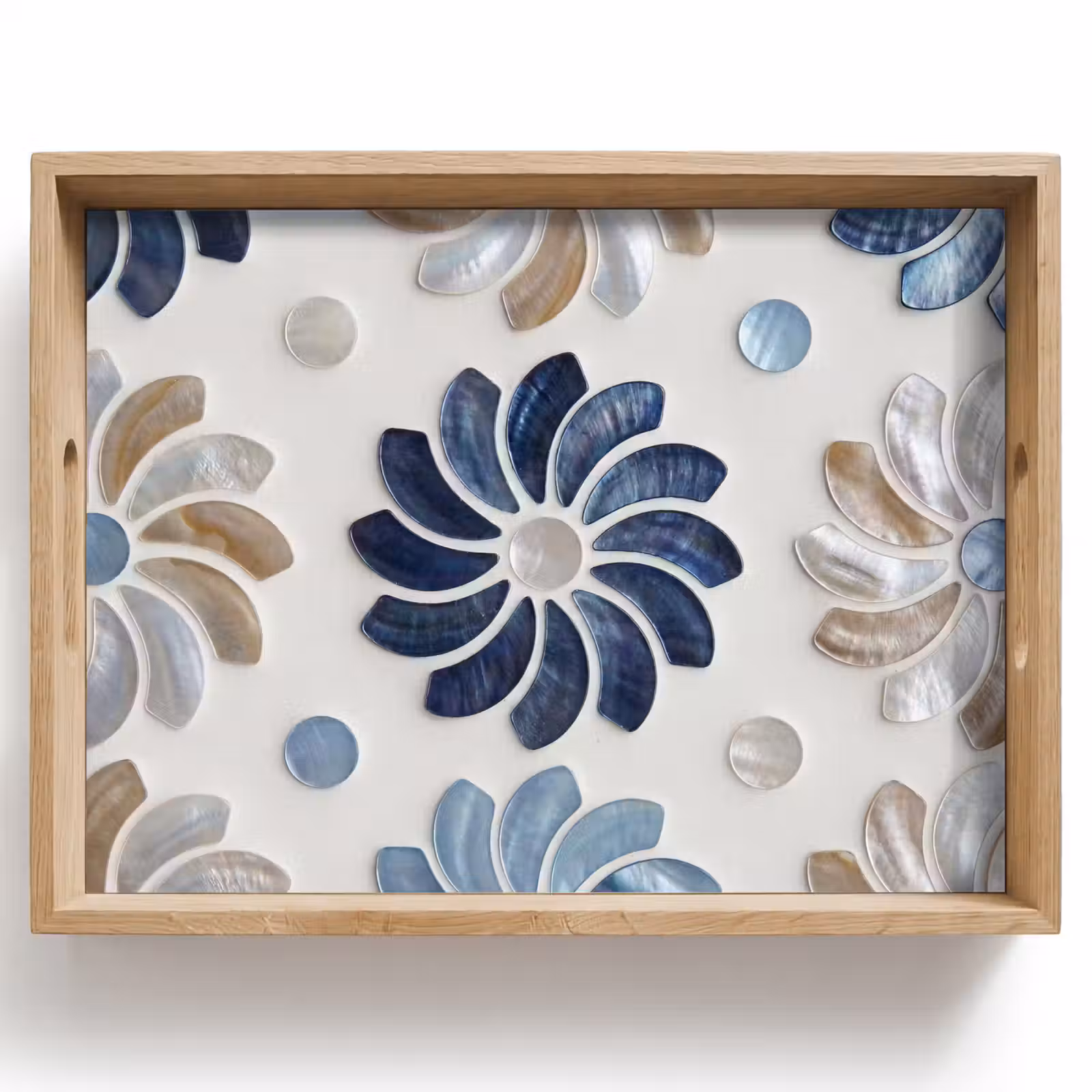 Tablett - Blumen – Perlmutt – Abstrakt – Muster – Blau — 1