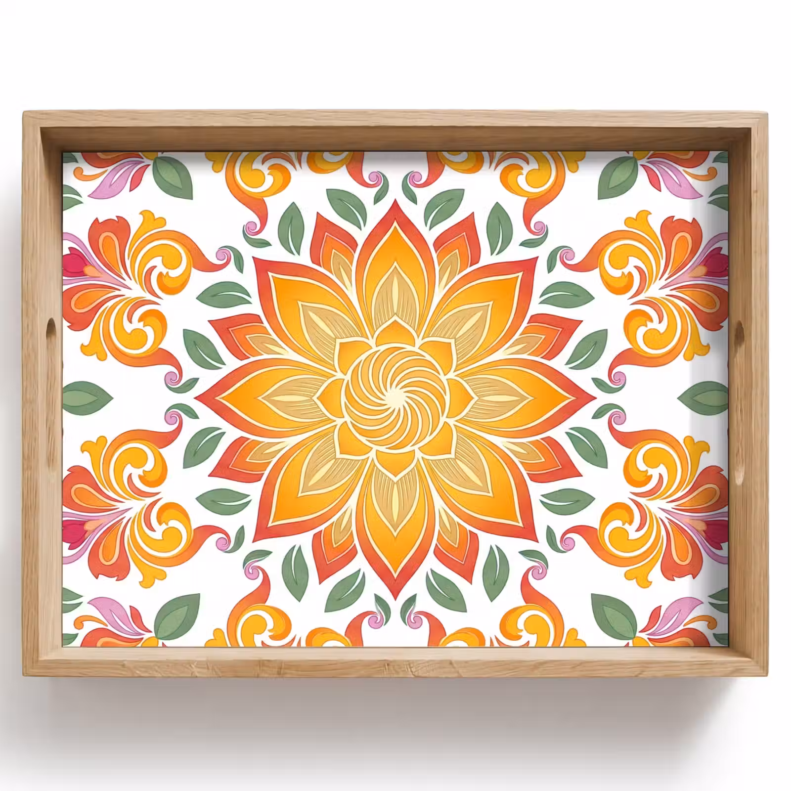 Tablett - Mandala – Blumen – Dekoration – Bunt – Abstrakt — 1
