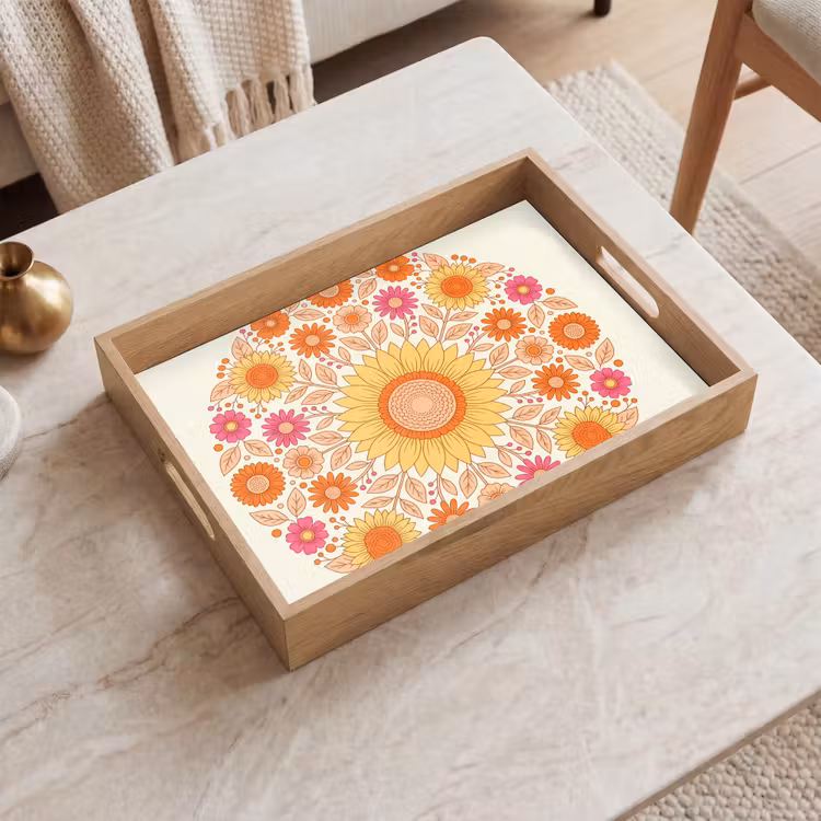 Tablett - Blumen – Mandala – Muster – Bunt — 2