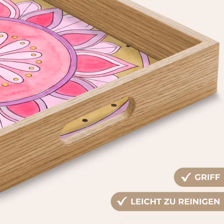 Tablett - Mandala – Muster – Kunst – Aquarell – Rosa — 8