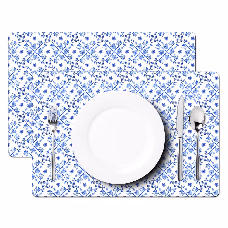 Tischset - Delfter Blau Blumen Mosaik - 6 Stück — 2