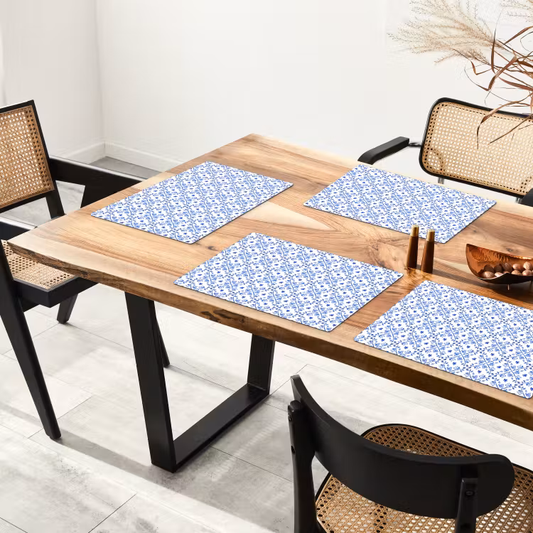 Tischset - Delfter Blau Blumen Mosaik - 6 Stück — 4