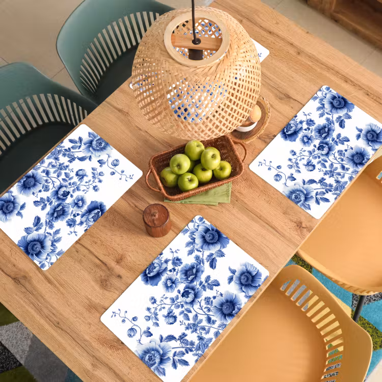 Tischset - Delfter Blau Blumenmeer - 6 Stück — 3