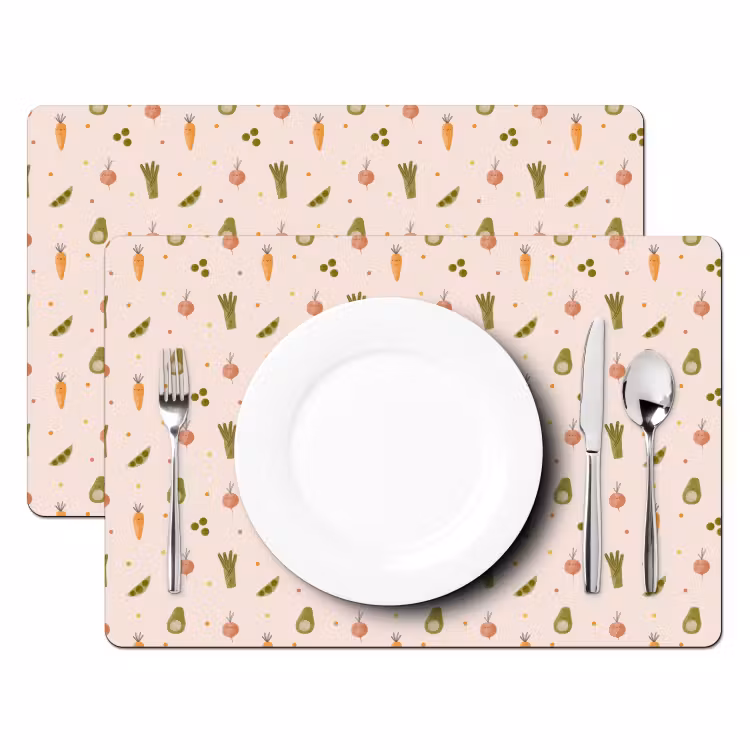 Tischset - Gemüse - Pastell - Kinder - Aquarell - 6 Stück — 2
