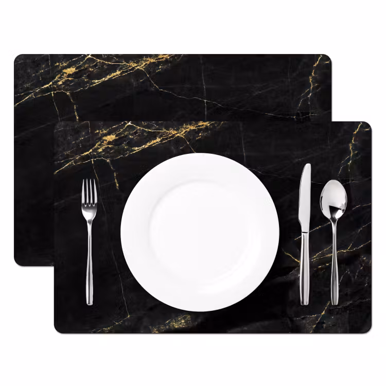 Tischset - Glänzendes Schwarzgold - 6 Stück — 2