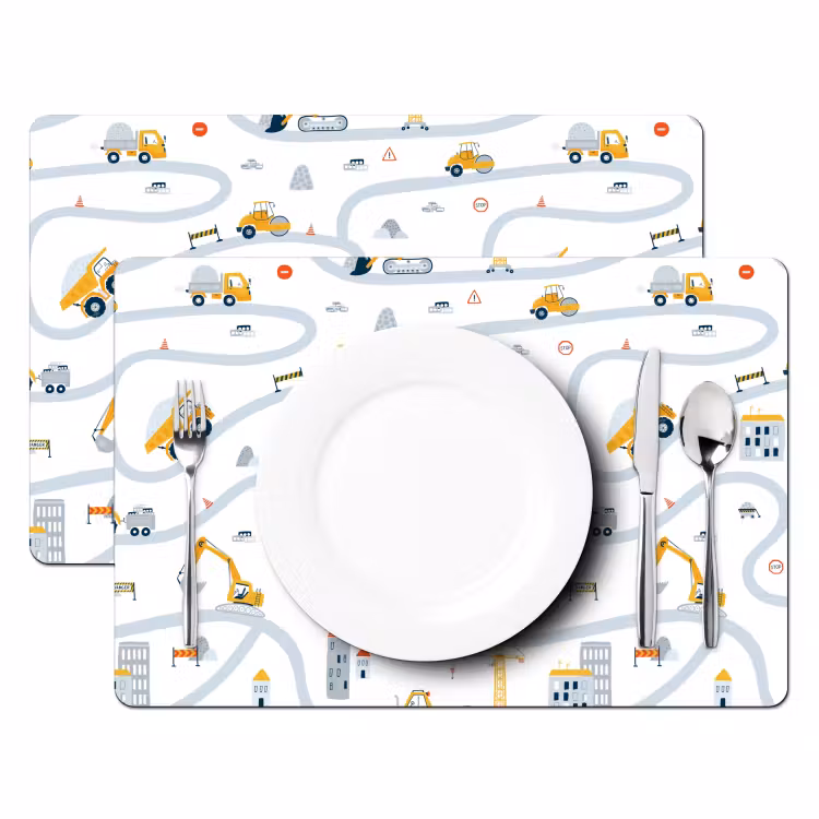 Tischset - Kinder - Baustelle - Kran - Traktor - Muster - 6 Stück — 2