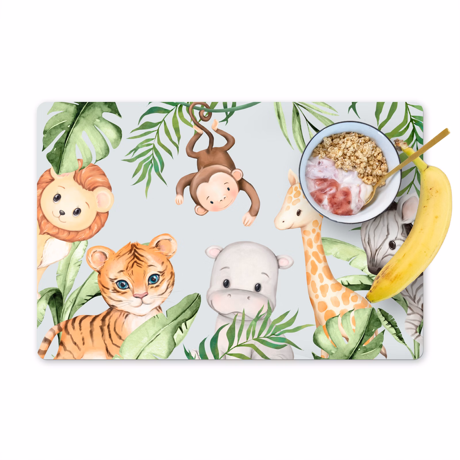 Tischset - 6 Stück - Aquarell - Tiere - Kinder - Pflanzen - 6 Stück — 1