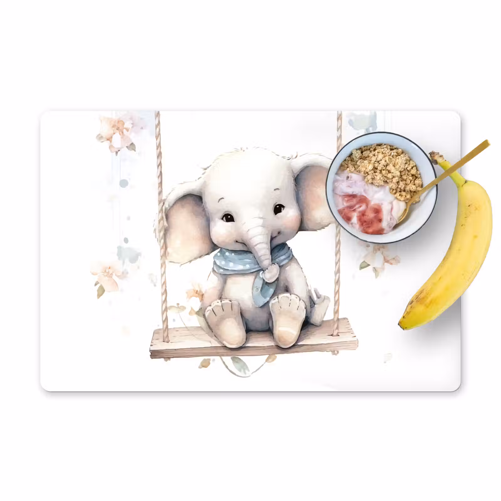 Tischset - 6 Stück - Elefant - Tier - Kinder - Babyzimmer - Kinderzimmer - Blumen - 6 Stück — 1