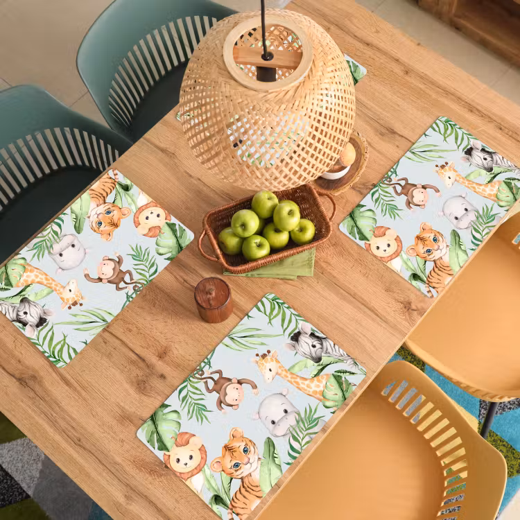 Tischset - 6 Stück - Aquarell - Tiere - Kinder - Pflanzen - 6 Stück — 3