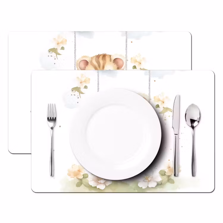 Tischset - 6 Stück - Bär - Baby - Tier - Kinder - Babyzimmer - Blumen - 6 Stück — 2