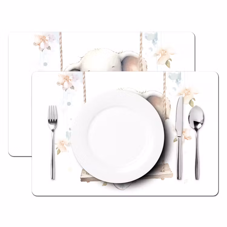 Tischset - 6 Stück - Elefant - Tier - Kinder - Babyzimmer - Kinderzimmer - Blumen - 6 Stück — 2