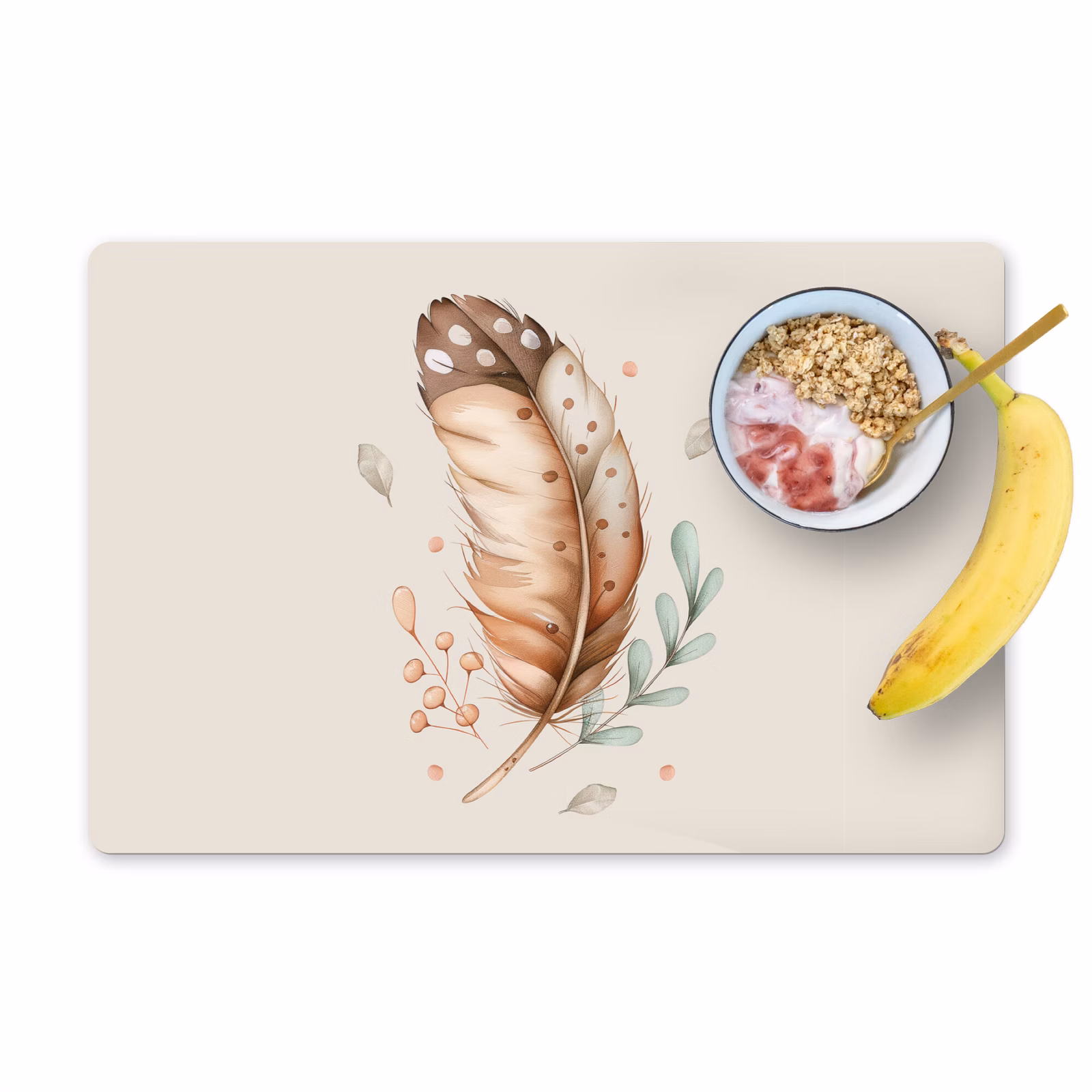 Tischset - 6 Stück - Feder - Bohème - Boho - Pastellfarben - 6 Stück — 1
