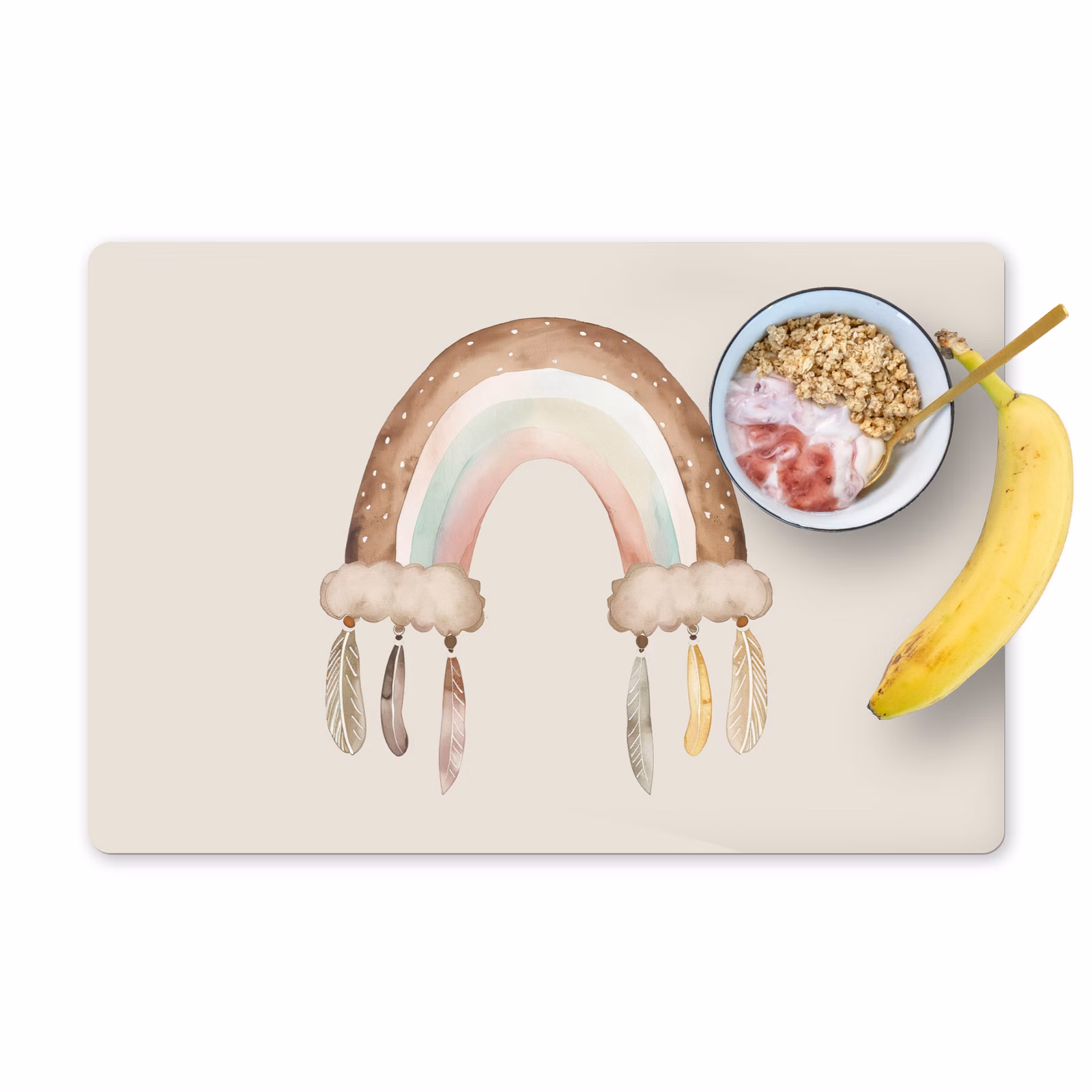 Tischset - 6 Stück - Regenbogen - Bohème - Boho - Pastellfarben - 6 Stück — 1