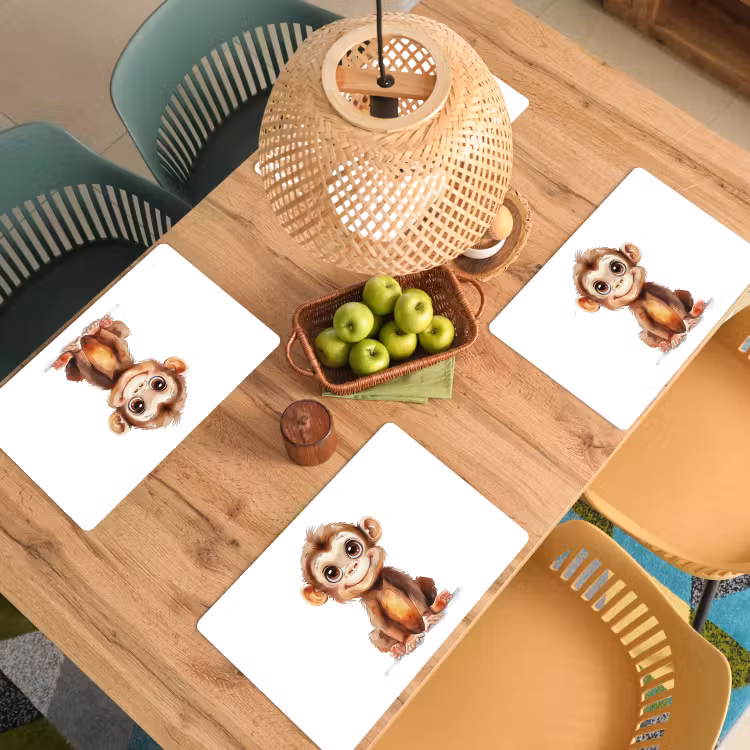 Tischset - 6 Stück - Affe - Baby - Dschungeltiere - 6 Stück — 3