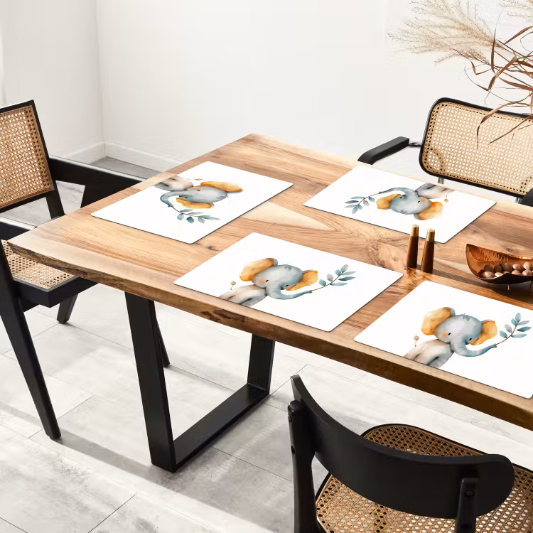 Tischset - 6 Stück - Elefant - Tier - Pastellfarben - 6 Stück — 4