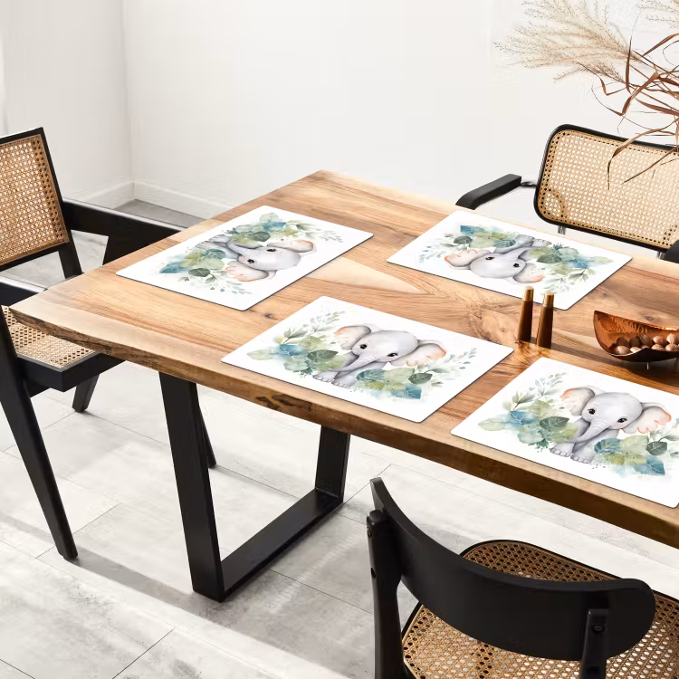 Tischset - 6 Stück - Elefant - Tiere - Natur - Kind - Aquarell - 6 Stück — 4
