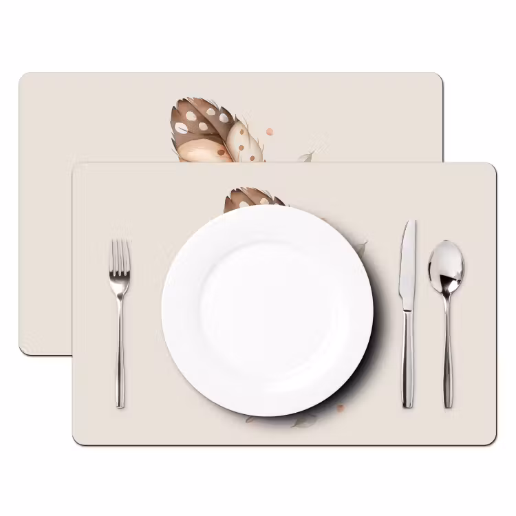 Tischset - 6 Stück - Feder - Bohème - Boho - Pastellfarben - 6 Stück — 2
