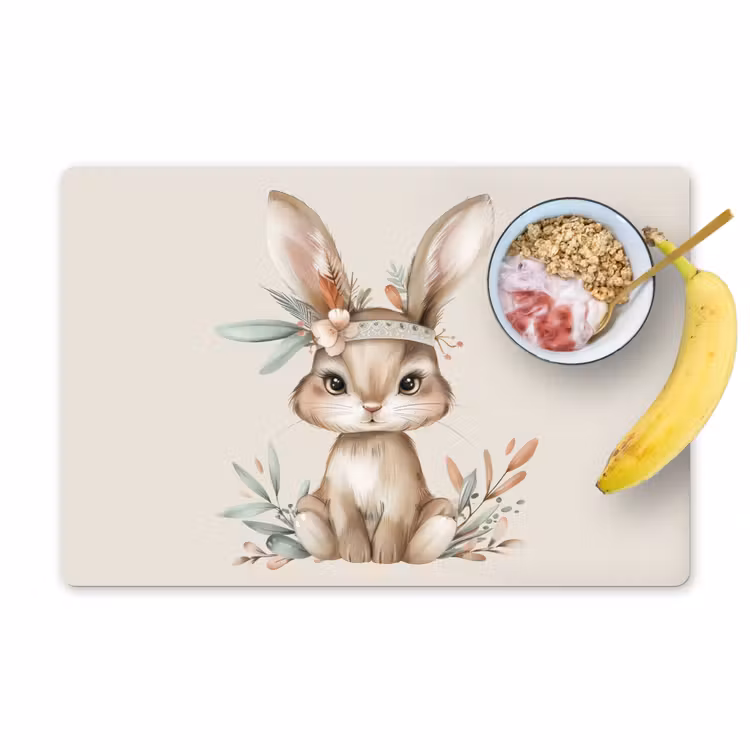 Tischset - 6 Stück - Hase - Tier - Bohème - Pastellfarben - 6 Stück — 1