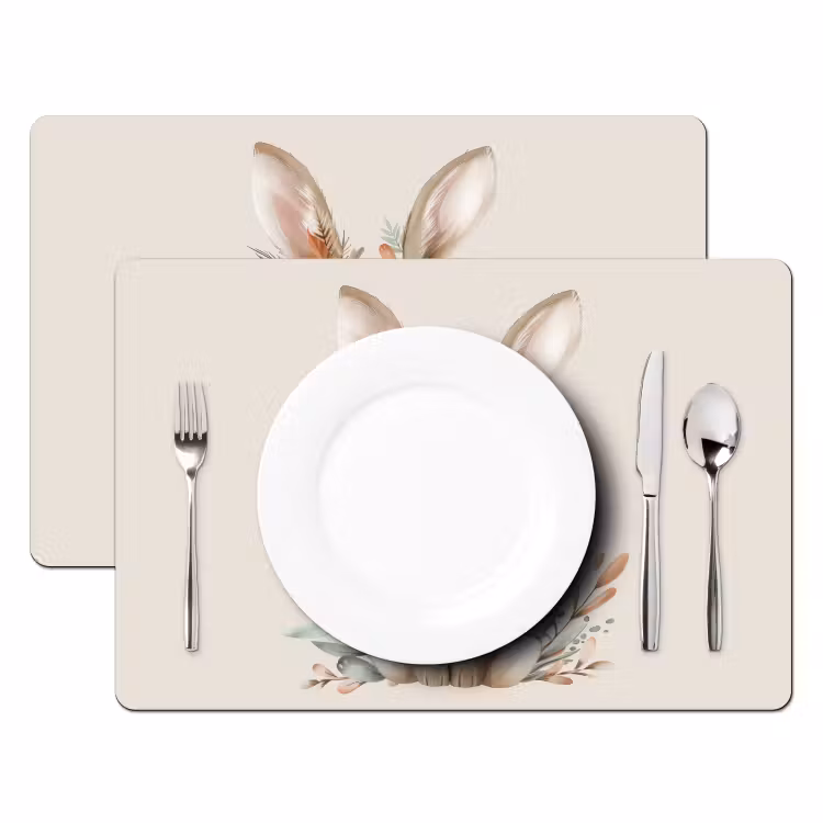 Tischset - 6 Stück - Hase - Tier - Bohème - Pastellfarben - 6 Stück — 2