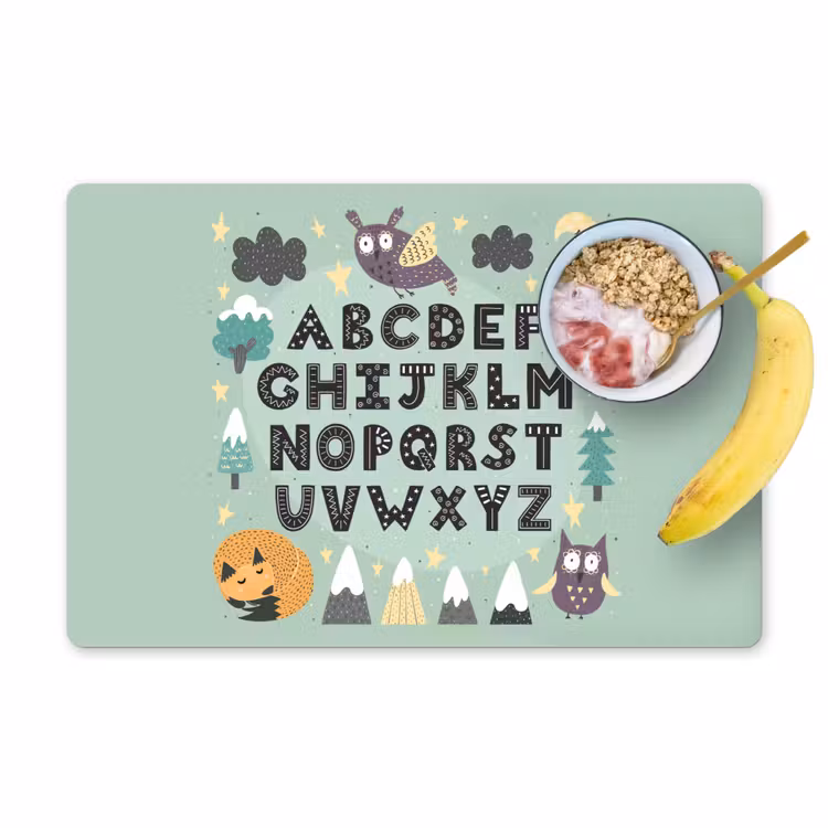 Tischset - 6 Stück - Illustration Alphabet mit grünem Hintergrund - 6 Stück — 1