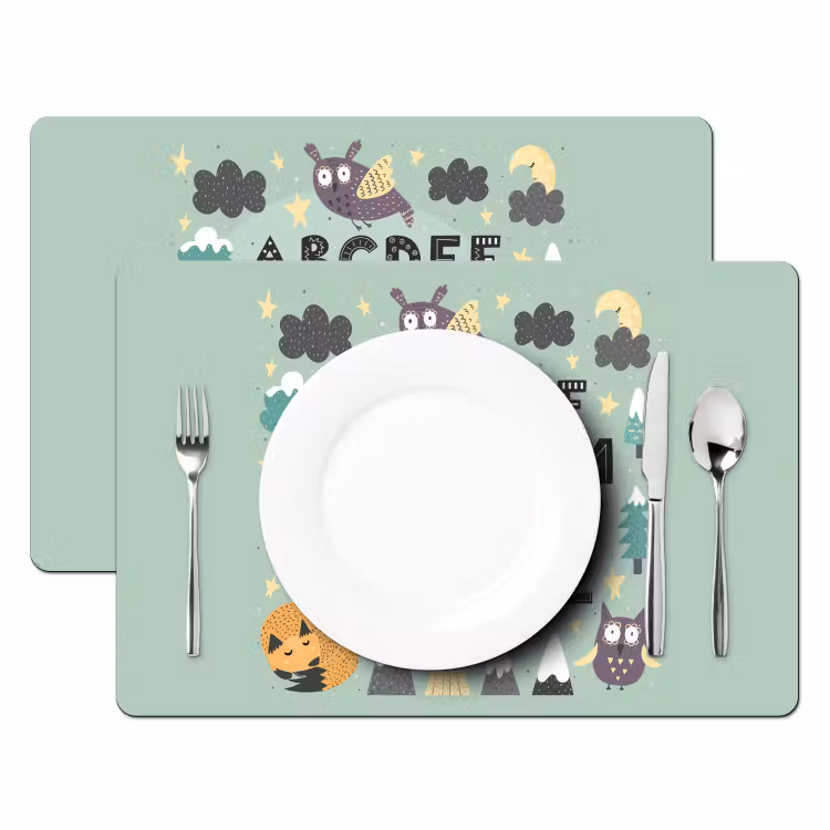 Tischset - 6 Stück - Illustration Alphabet mit grünem Hintergrund - 6 Stück — 2