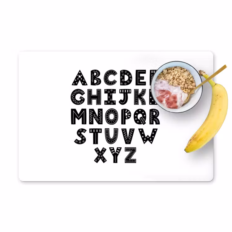 Tischset - 6 Stück - Illustration des Alphabets in schwarzen Buchstaben - 6 Stück — 1