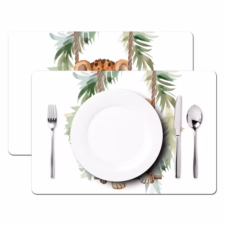 Tischset - 6 Stück - Leopard - Tier - Kinder - Dschungel - Kinderzimmer - Babyzimmer - 6 Stück — 2