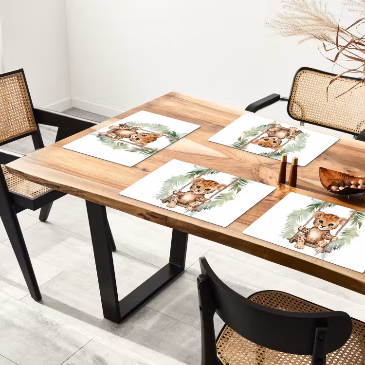 Tischset - 6 Stück - Leopard - Tier - Kinder - Dschungel - Kinderzimmer - Babyzimmer - 6 Stück — 4