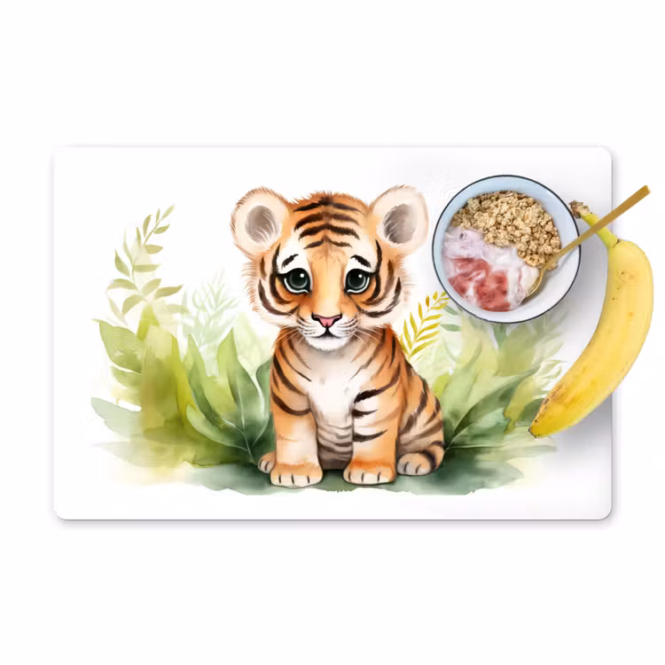 Tischset - 6 Stück - Tiger - Pflanzen - Kind - Aquarell - Wildtiere - 6 Stück — 1
