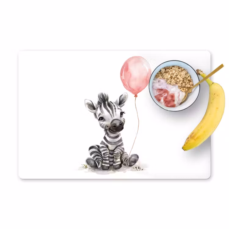 Tischset - 6 Stück - Zebra - Baby - Tiere - Rosa Luftballon - 6 Stück — 1